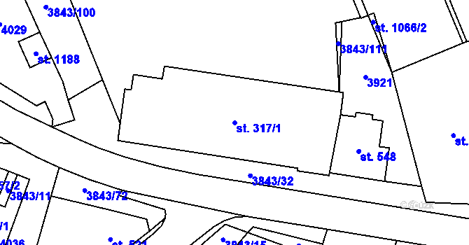 Parcela st. 317/1 v KÚ Rakvice, Katastrální mapa