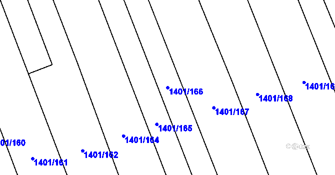 Parcela st. 1401/166 v KÚ Rakvice, Katastrální mapa