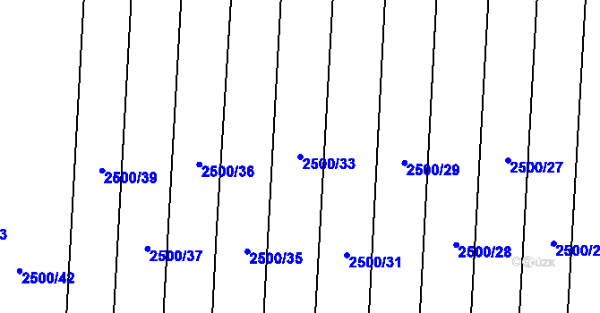 Parcela st. 2500/33 v KÚ Rakvice, Katastrální mapa