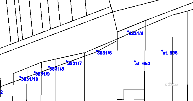 Parcela st. 3831/6 v KÚ Rakvice, Katastrální mapa