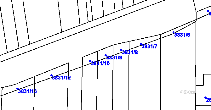 Parcela st. 3831/9 v KÚ Rakvice, Katastrální mapa