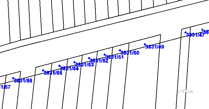 Parcela st. 3831/51 v KÚ Rakvice, Katastrální mapa