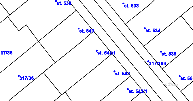 Parcela st. 541/1 v KÚ Rakvice, Katastrální mapa