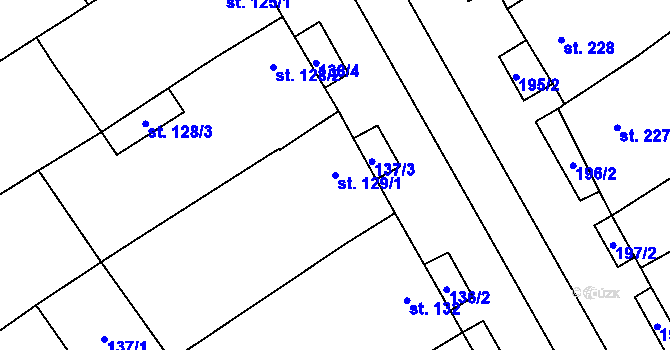 Parcela st. 129/1 v KÚ Rakvice, Katastrální mapa