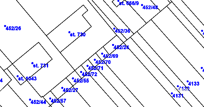 Parcela st. 452/69 v KÚ Rakvice, Katastrální mapa