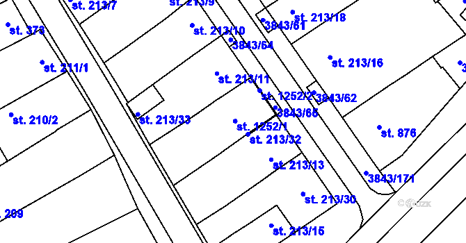 Parcela st. 1252/1 v KÚ Rakvice, Katastrální mapa