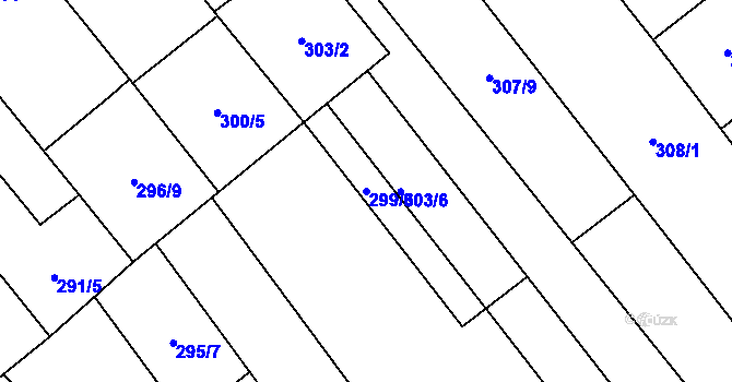 Parcela st. 299/6 v KÚ Rakvice, Katastrální mapa