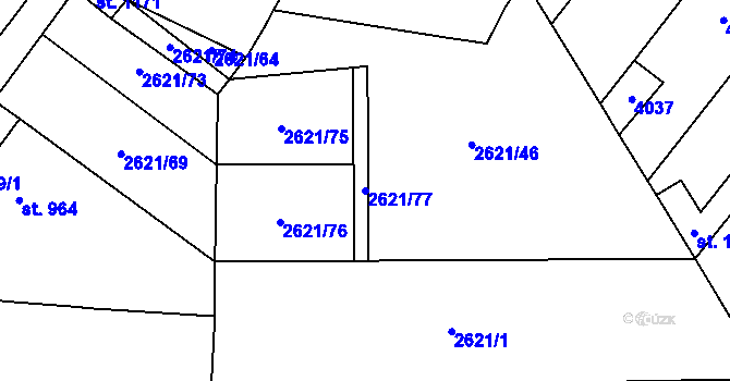 Parcela st. 2621/77 v KÚ Rakvice, Katastrální mapa