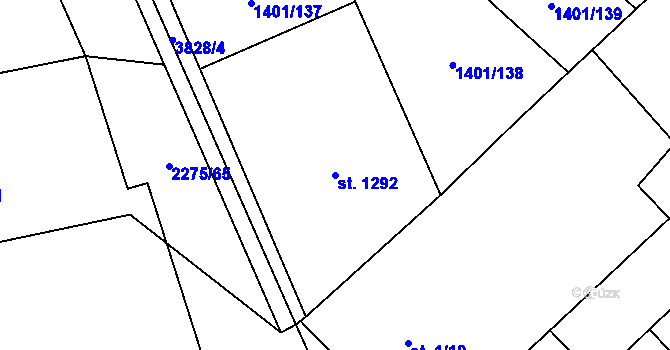 Parcela st. 1292 v KÚ Rakvice, Katastrální mapa