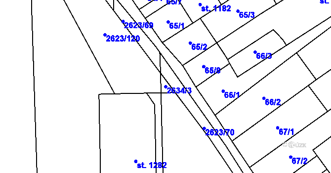 Parcela st. 2634/3 v KÚ Rakvice, Katastrální mapa