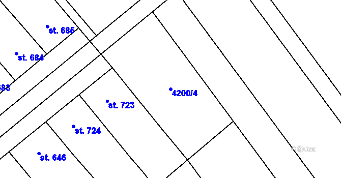 Parcela st. 4200/4 v KÚ Rakvice, Katastrální mapa