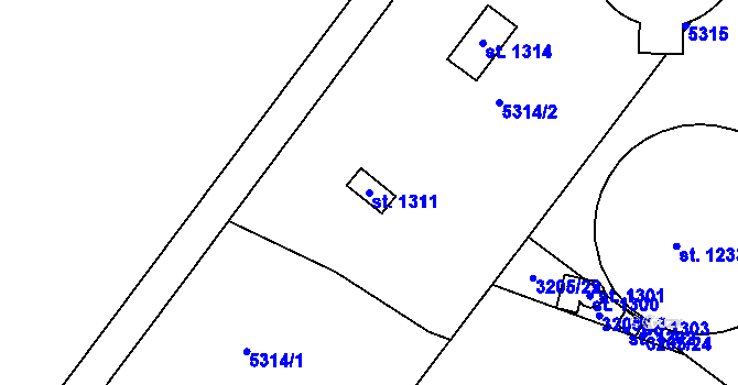 Parcela st. 1311 v KÚ Rakvice, Katastrální mapa