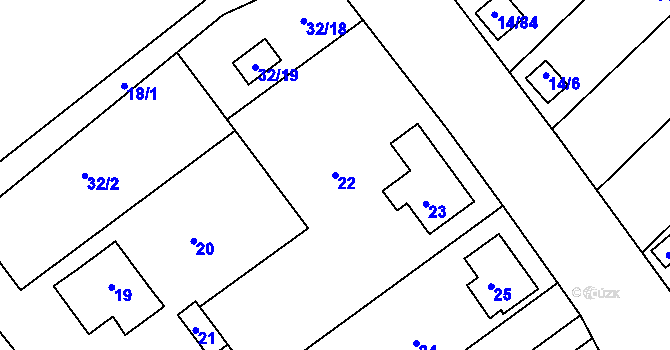 Parcela st. 22 v KÚ Kuřívody, Katastrální mapa