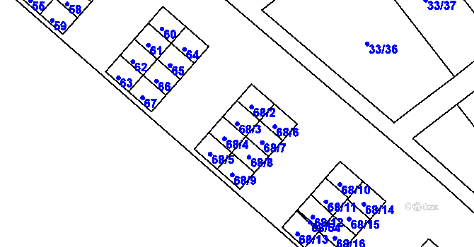 Parcela st. 68/3 v KÚ Kuřívody, Katastrální mapa