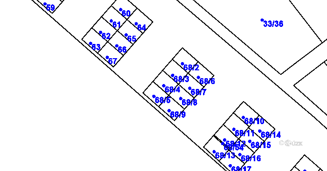 Parcela st. 68/4 v KÚ Kuřívody, Katastrální mapa
