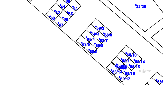 Parcela st. 68/5 v KÚ Kuřívody, Katastrální mapa