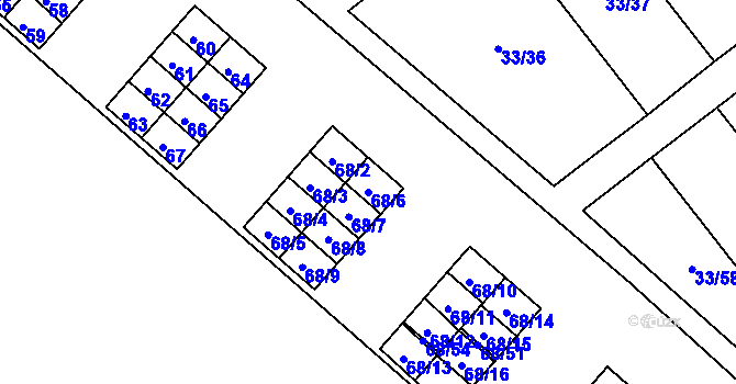 Parcela st. 68/6 v KÚ Kuřívody, Katastrální mapa
