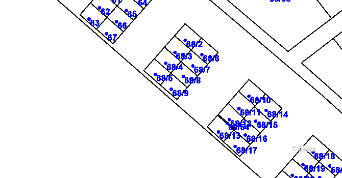 Parcela st. 68/9 v KÚ Kuřívody, Katastrální mapa