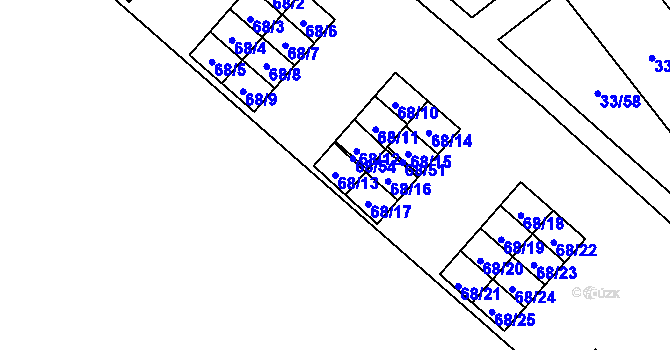 Parcela st. 68/13 v KÚ Kuřívody, Katastrální mapa