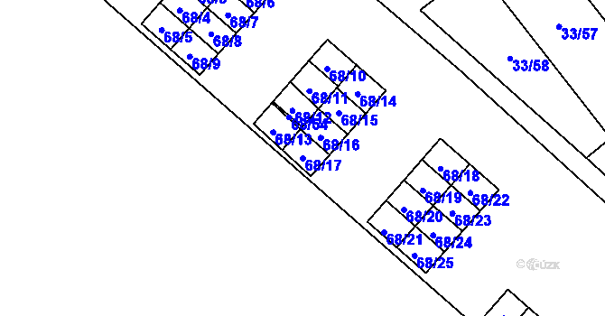 Parcela st. 68/17 v KÚ Kuřívody, Katastrální mapa