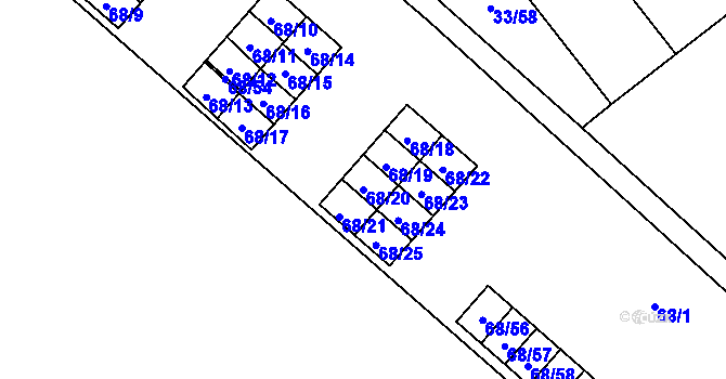 Parcela st. 68/20 v KÚ Kuřívody, Katastrální mapa
