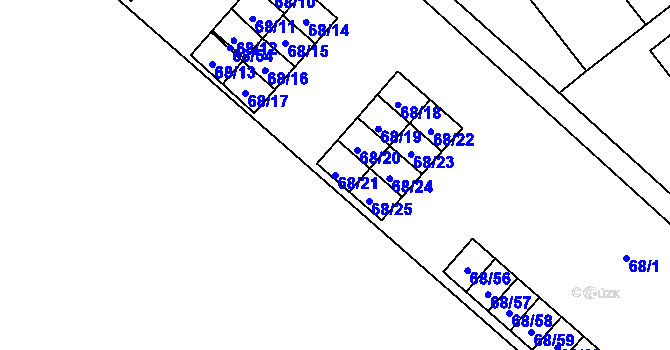 Parcela st. 68/21 v KÚ Kuřívody, Katastrální mapa