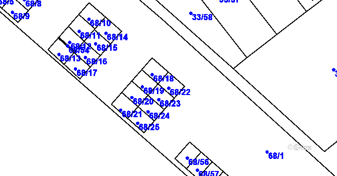 Parcela st. 68/22 v KÚ Kuřívody, Katastrální mapa