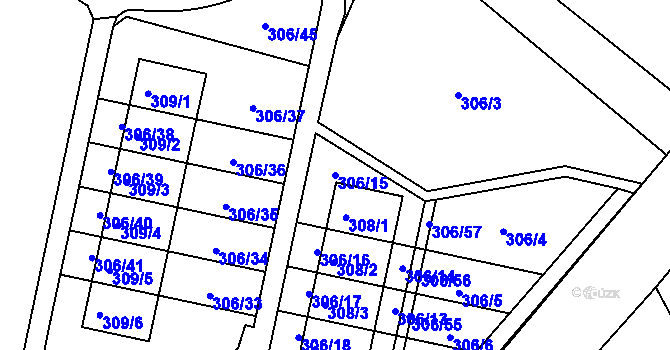 Parcela st. 306/15 v KÚ Kuřívody, Katastrální mapa