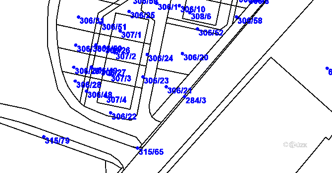 Parcela st. 306/21 v KÚ Kuřívody, Katastrální mapa