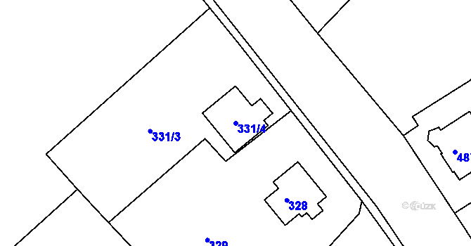 Parcela st. 331/4 v KÚ Kuřívody, Katastrální mapa
