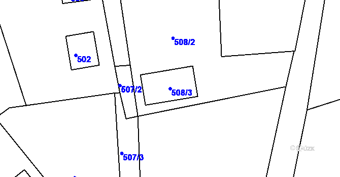 Parcela st. 508/3 v KÚ Kuřívody, Katastrální mapa