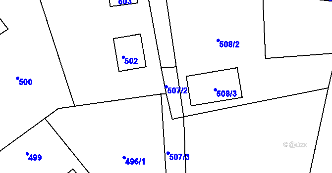 Parcela st. 507/2 v KÚ Kuřívody, Katastrální mapa