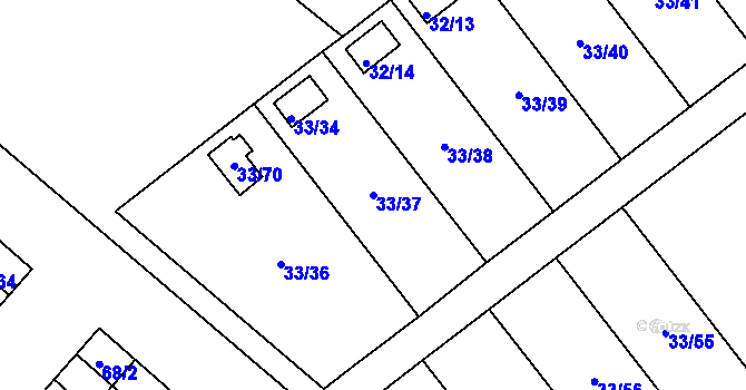 Parcela st. 33/37 v KÚ Kuřívody, Katastrální mapa