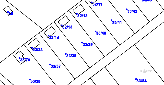 Parcela st. 33/39 v KÚ Kuřívody, Katastrální mapa