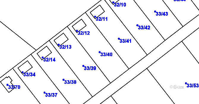 Parcela st. 33/40 v KÚ Kuřívody, Katastrální mapa