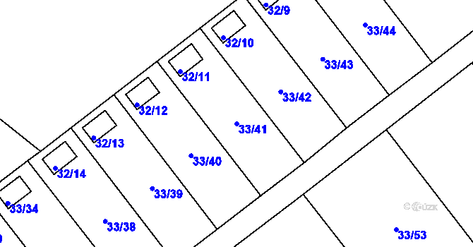 Parcela st. 33/41 v KÚ Kuřívody, Katastrální mapa