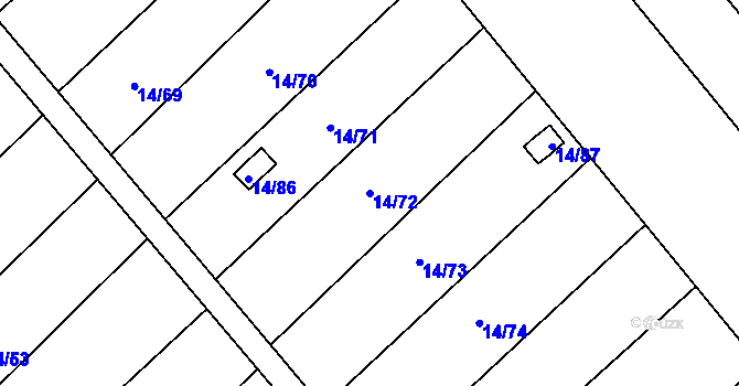 Parcela st. 14/72 v KÚ Kuřívody, Katastrální mapa