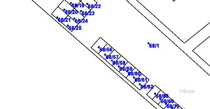 Parcela st. 68/57 v KÚ Kuřívody, Katastrální mapa