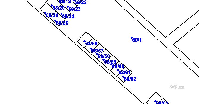 Parcela st. 68/58 v KÚ Kuřívody, Katastrální mapa