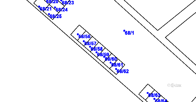 Parcela st. 68/59 v KÚ Kuřívody, Katastrální mapa