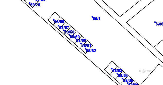 Parcela st. 68/61 v KÚ Kuřívody, Katastrální mapa