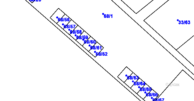 Parcela st. 68/62 v KÚ Kuřívody, Katastrální mapa