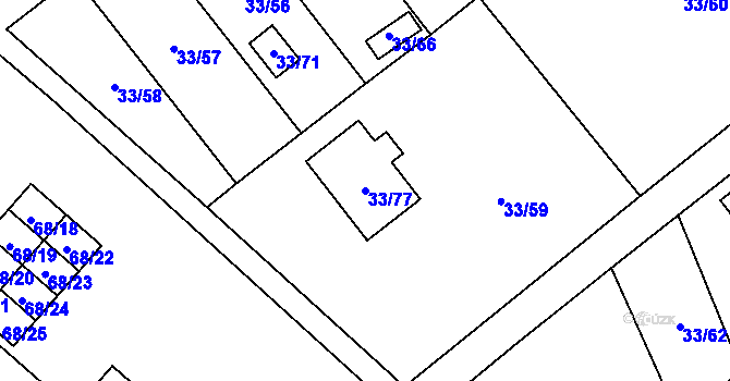 Parcela st. 33/77 v KÚ Kuřívody, Katastrální mapa
