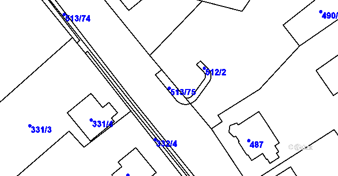 Parcela st. 513/75 v KÚ Kuřívody, Katastrální mapa