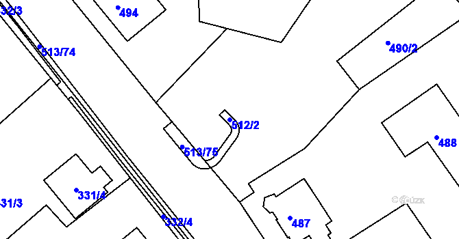 Parcela st. 512/2 v KÚ Kuřívody, Katastrální mapa