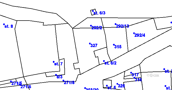 Parcela st. 6/1 v KÚ Hrádek u Loun, Katastrální mapa