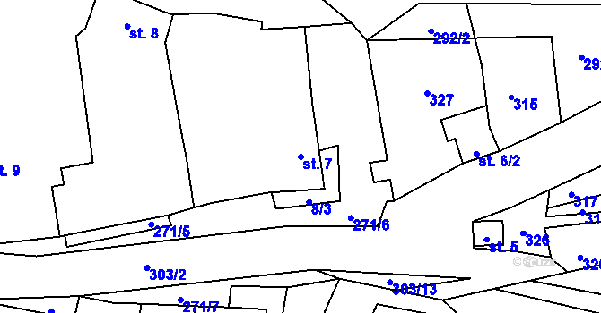 Parcela st. 7 v KÚ Hrádek u Loun, Katastrální mapa