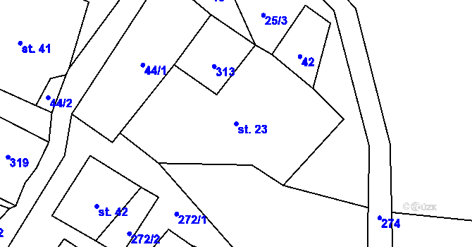 Parcela st. 23 v KÚ Hrádek u Loun, Katastrální mapa