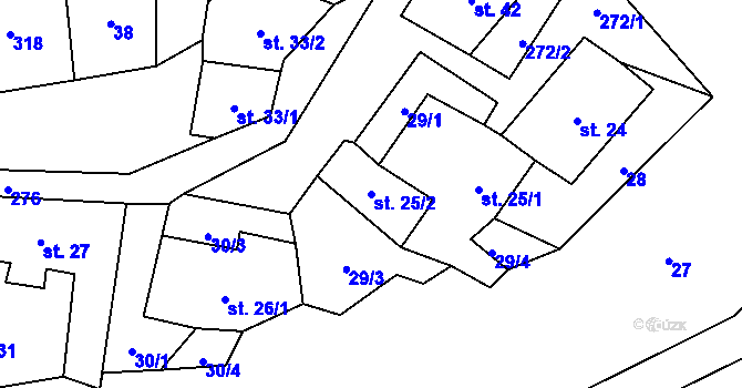 Parcela st. 25/2 v KÚ Hrádek u Loun, Katastrální mapa