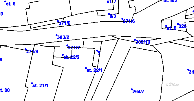 Parcela st. 9 v KÚ Hrádek u Loun, Katastrální mapa